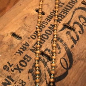 Wood and turquoise long beads